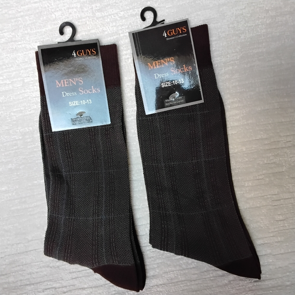 4Guys Men's Reddish Brown Dress Socks 2 Pairs Size 10-13 - Picture 2 of 6